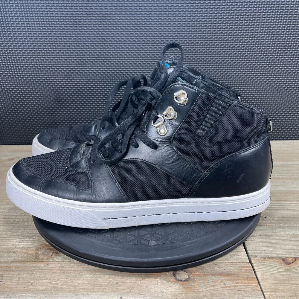 Clae Shoes Rollins Mid‎ Top Leather Sneakers Shoes Mens Size 12 Black Fashion